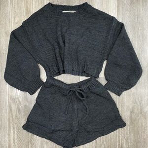 Black Sweater Short Set